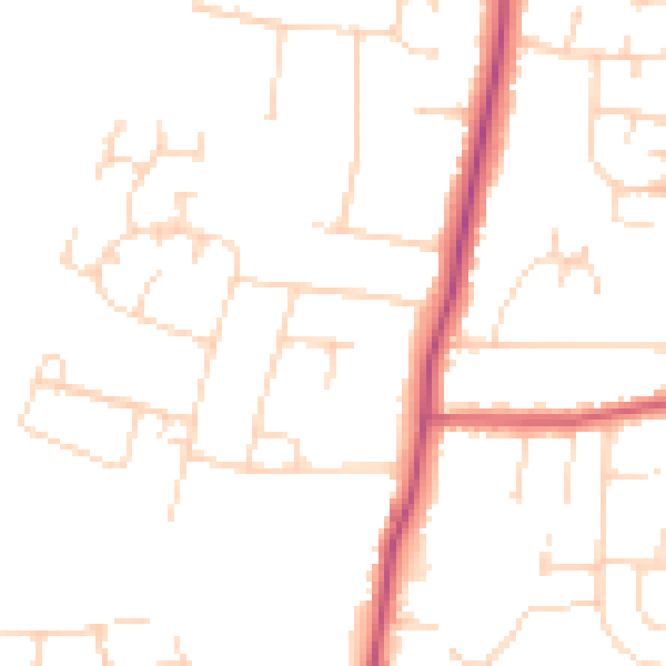 Daytime road noise heatmap for LE2 9JJ