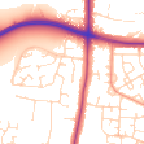 Daytime road noise heatmap for LE2 9JZ