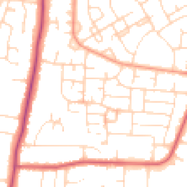 Daytime road noise heatmap for LE2 9LA