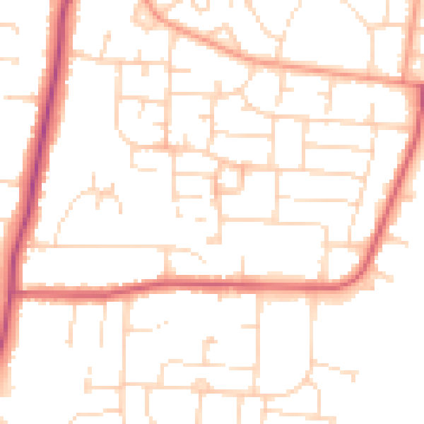 Daytime road noise heatmap for LE2 9LQ