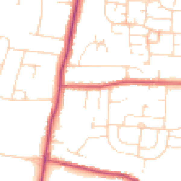 Daytime road noise heatmap for LE2 9PR