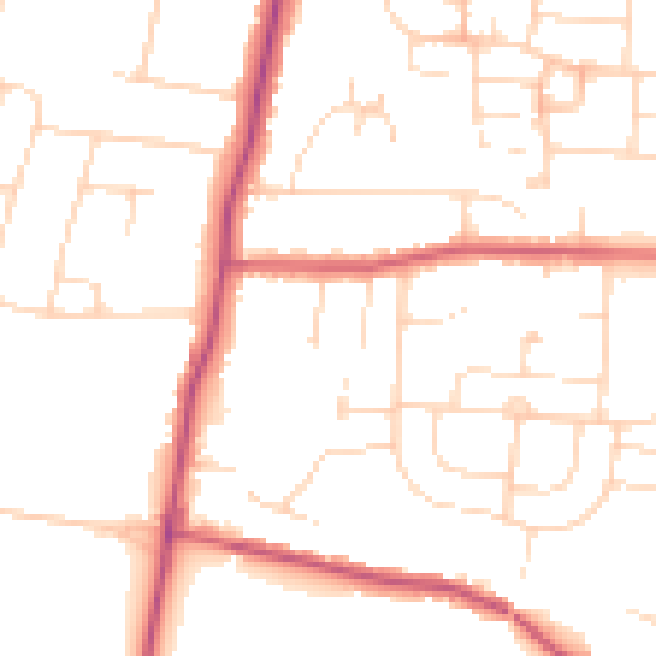 Daytime road noise heatmap for LE2 9PU