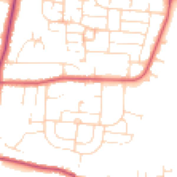 Daytime road noise heatmap for LE2 9QQ