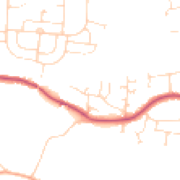 Daytime road noise heatmap for LE2 9SE