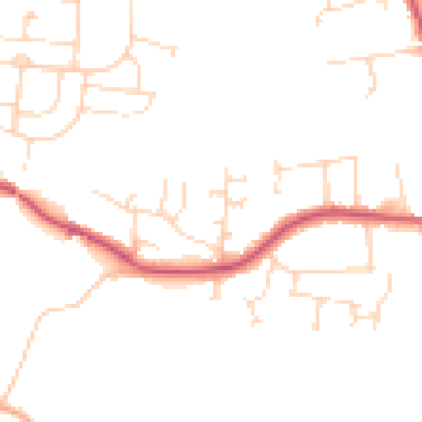 Daytime road noise heatmap for LE2 9TY