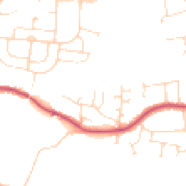 Daytime road noise heatmap for LE2 9UN