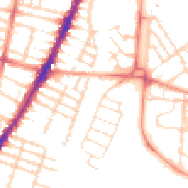 Daytime road noise heatmap for LE3 0AN