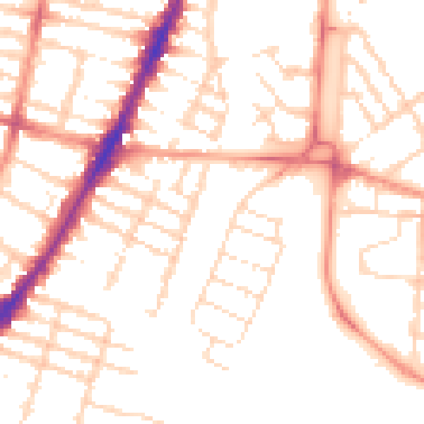 Daytime road noise heatmap for LE3 0AQ