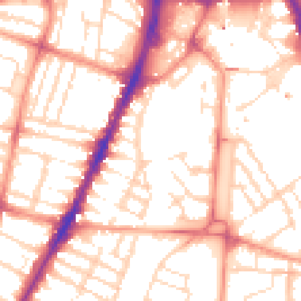 Daytime road noise heatmap for LE3 0AZ