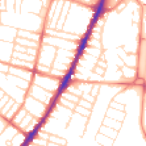 Daytime road noise heatmap for LE3 0BT