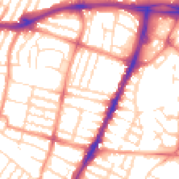 Daytime road noise heatmap for LE3 0QN