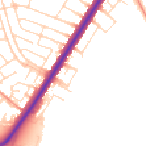 Daytime road noise heatmap for LE3 2JB