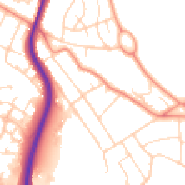 Daytime road noise heatmap for LE3 3AE
