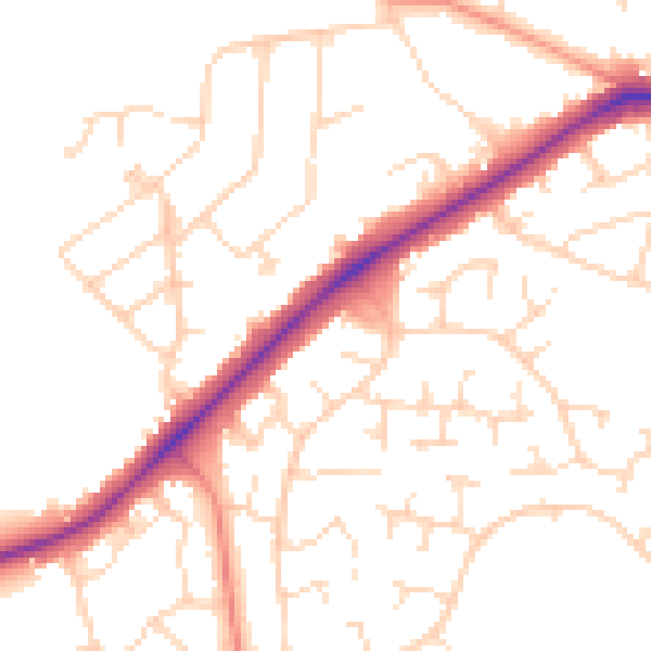 Daytime road noise heatmap for LE3 3NJ