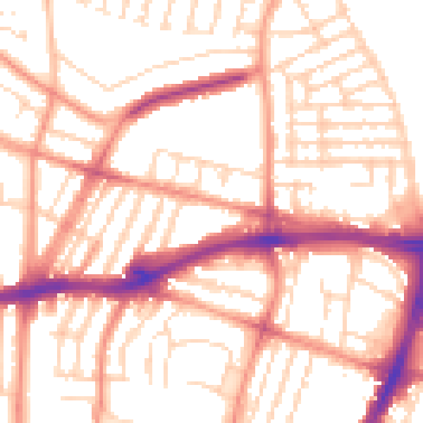 Daytime road noise heatmap for LE3 6AJ