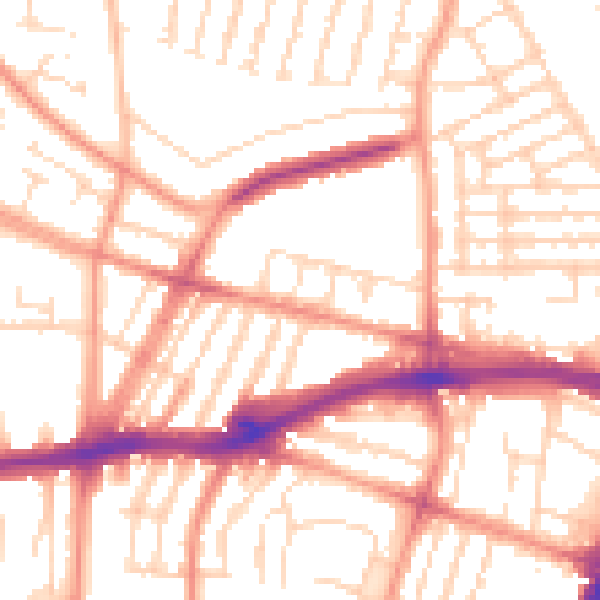 Daytime road noise heatmap for LE3 6AU
