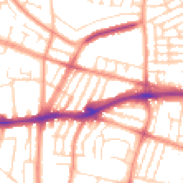 Daytime road noise heatmap for LE3 6AY
