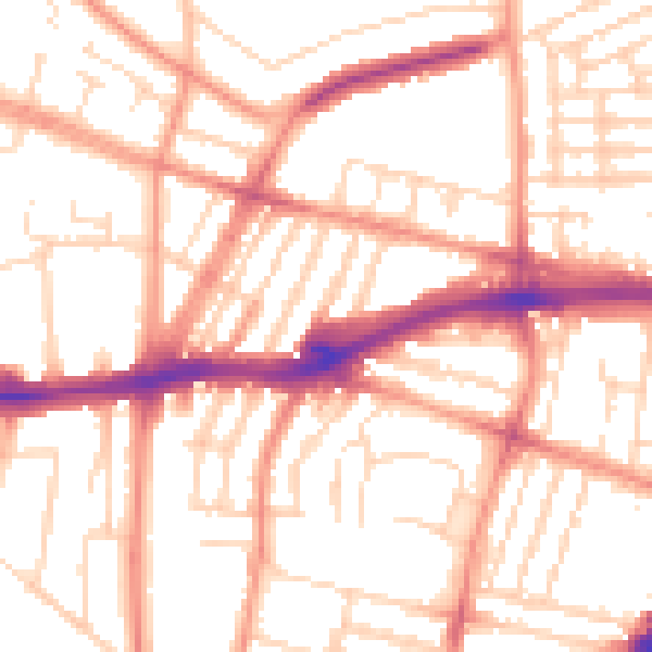 Daytime road noise heatmap for LE3 6BE