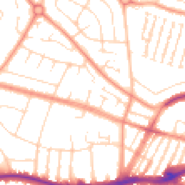 Daytime road noise heatmap for LE3 6EB