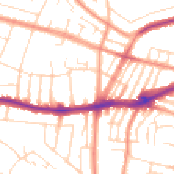 Daytime road noise heatmap for LE3 6FB