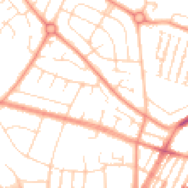 Daytime road noise heatmap for LE3 6HA