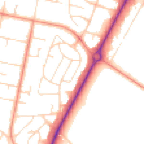Daytime road noise heatmap for LE3 6LG