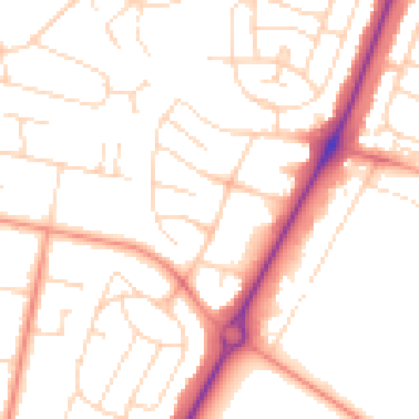 Daytime road noise heatmap for LE3 6LJ