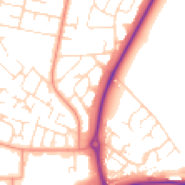 Daytime road noise heatmap for LE3 6NB