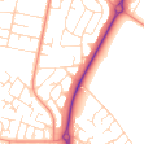 Daytime road noise heatmap for LE3 6ND