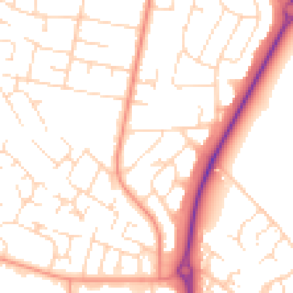 Daytime road noise heatmap for LE3 6NE