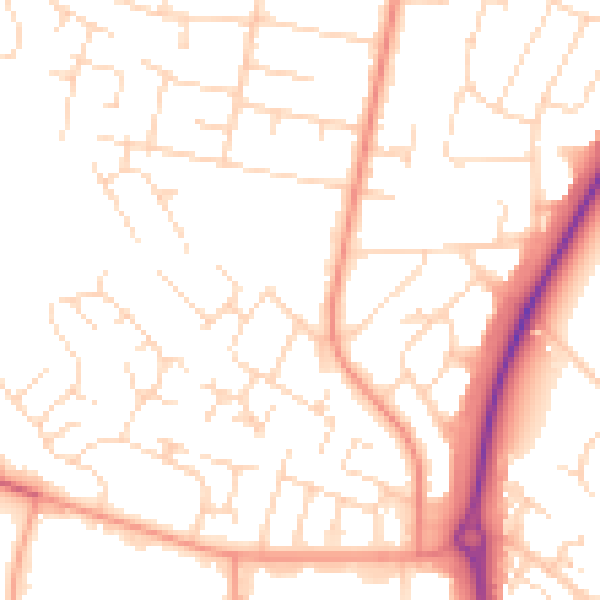 Daytime road noise heatmap for LE3 6PB