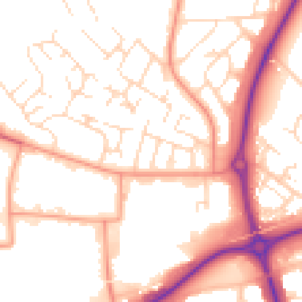 Daytime road noise heatmap for LE3 6PW
