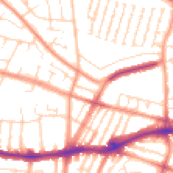 Daytime road noise heatmap for LE3 6RA