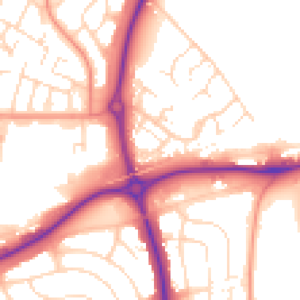 Daytime road noise heatmap for LE3 6SA