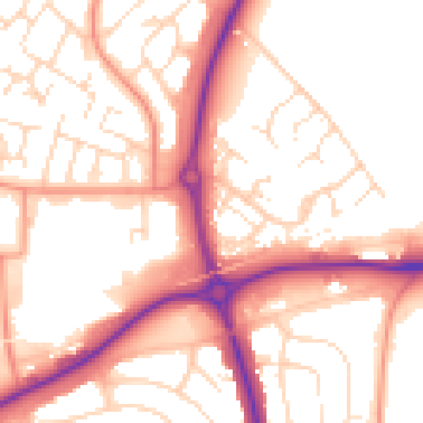 Daytime road noise heatmap for LE3 6SB