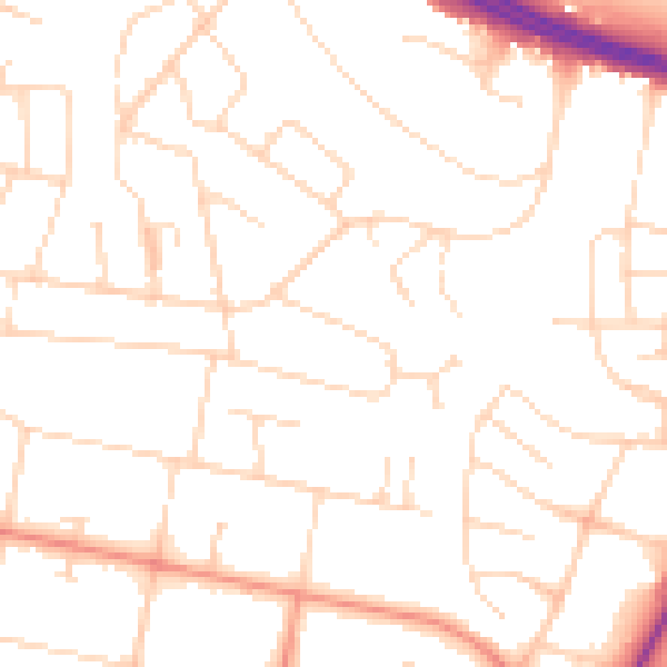 Daytime road noise heatmap for LE3 8AD