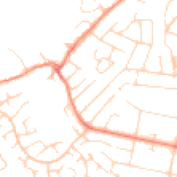 Daytime road noise heatmap for LE3 8DA