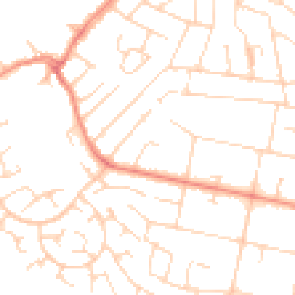 Daytime road noise heatmap for LE3 8FF