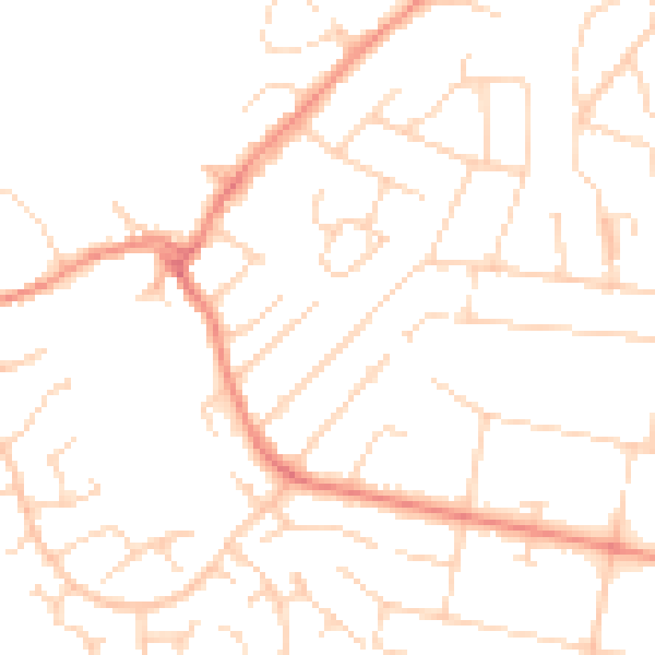 Daytime road noise heatmap for LE3 8GZ
