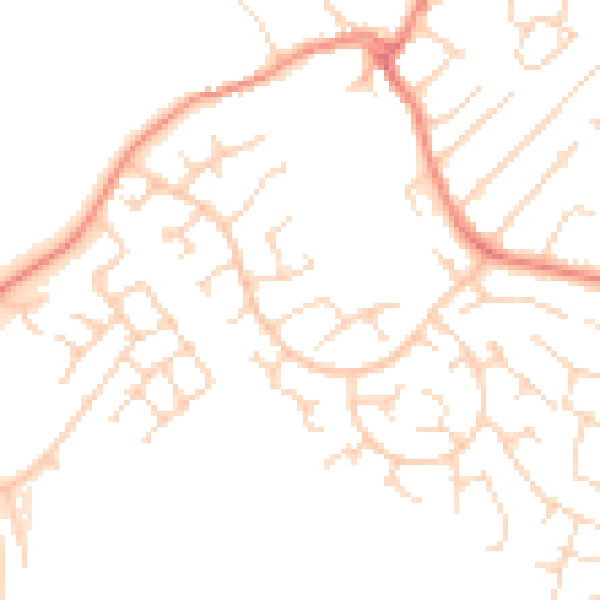 Daytime road noise heatmap for LE3 8QZ