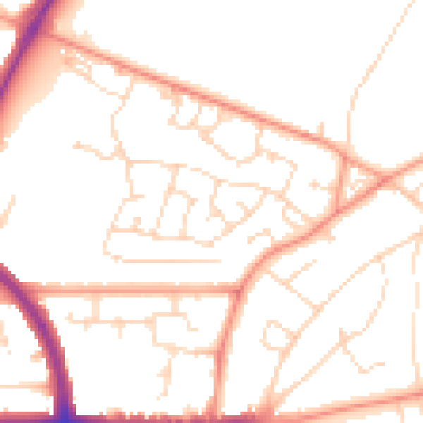 Daytime road noise heatmap for LE5 0AJ