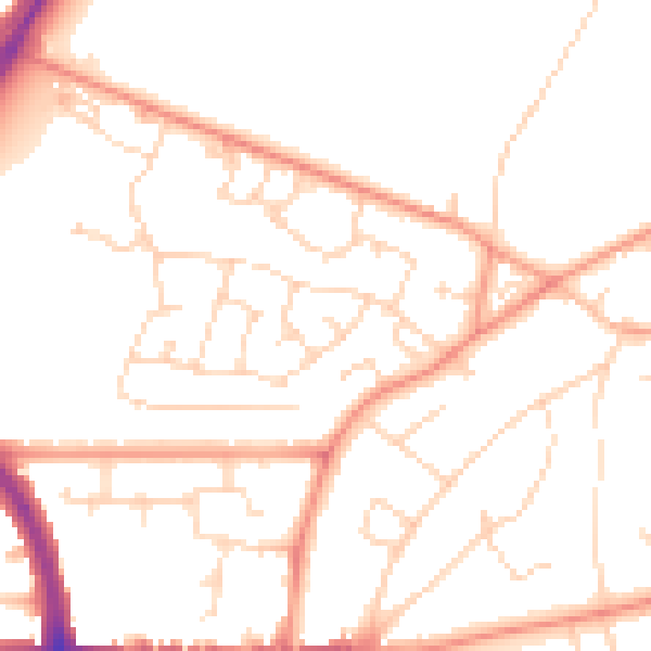 Daytime road noise heatmap for LE5 0AL