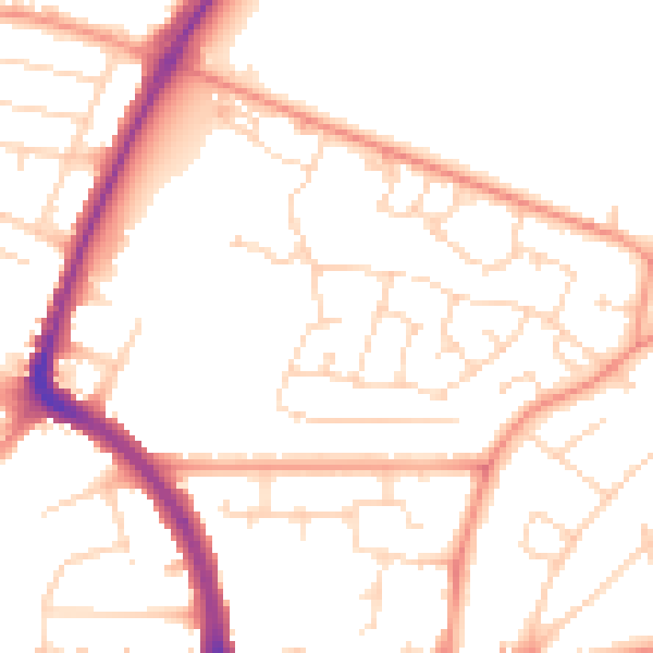 Daytime road noise heatmap for LE5 0AY