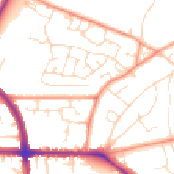 Daytime road noise heatmap for LE5 0BB