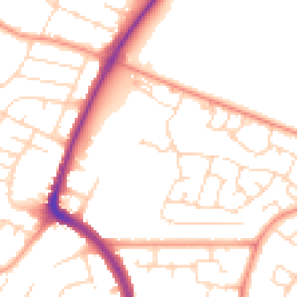 Daytime road noise heatmap for LE5 0BH
