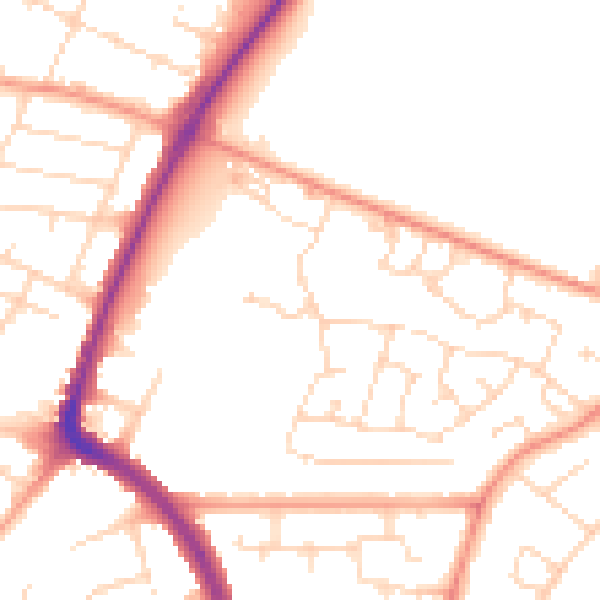 Daytime road noise heatmap for LE5 0BJ