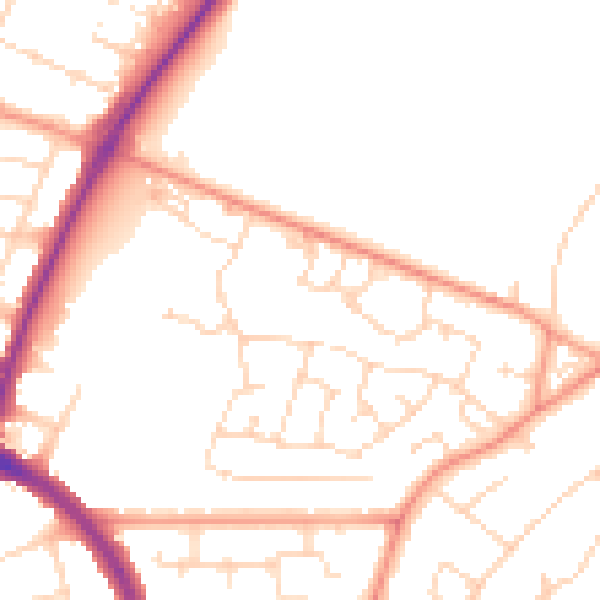 Daytime road noise heatmap for LE5 0BN