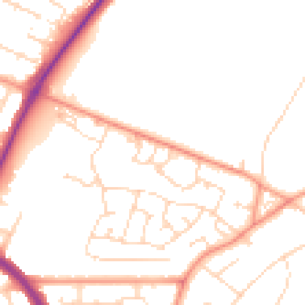 Daytime road noise heatmap for LE5 0BQ