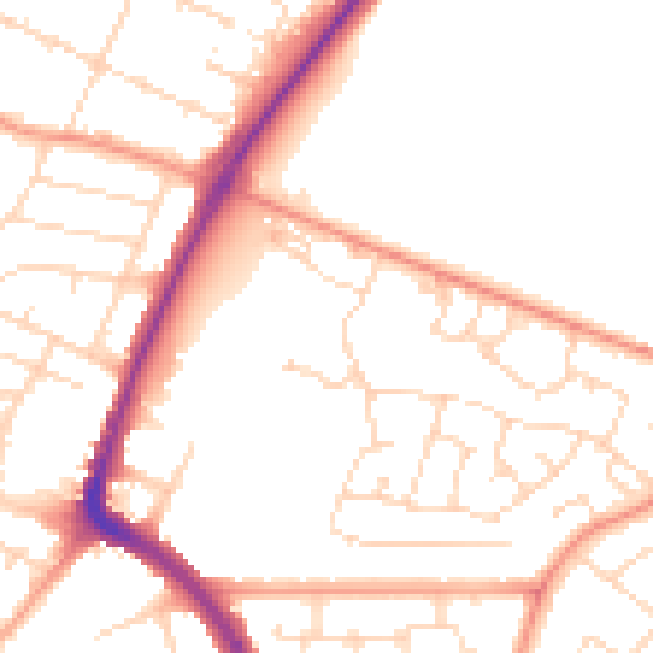 Daytime road noise heatmap for LE5 0BR
