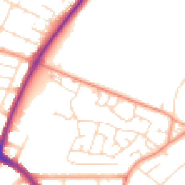 Daytime road noise heatmap for LE5 0BW